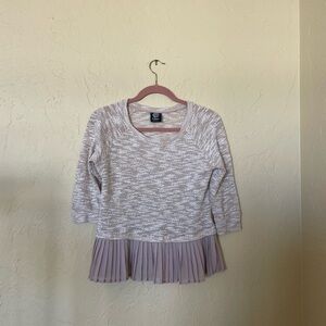 Bobeau Cream and Pink Textured Sweater